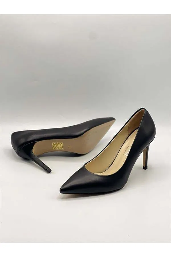 Nadia %100 Gerçek Deri Siyah Stiletto – 9 cm Topuk