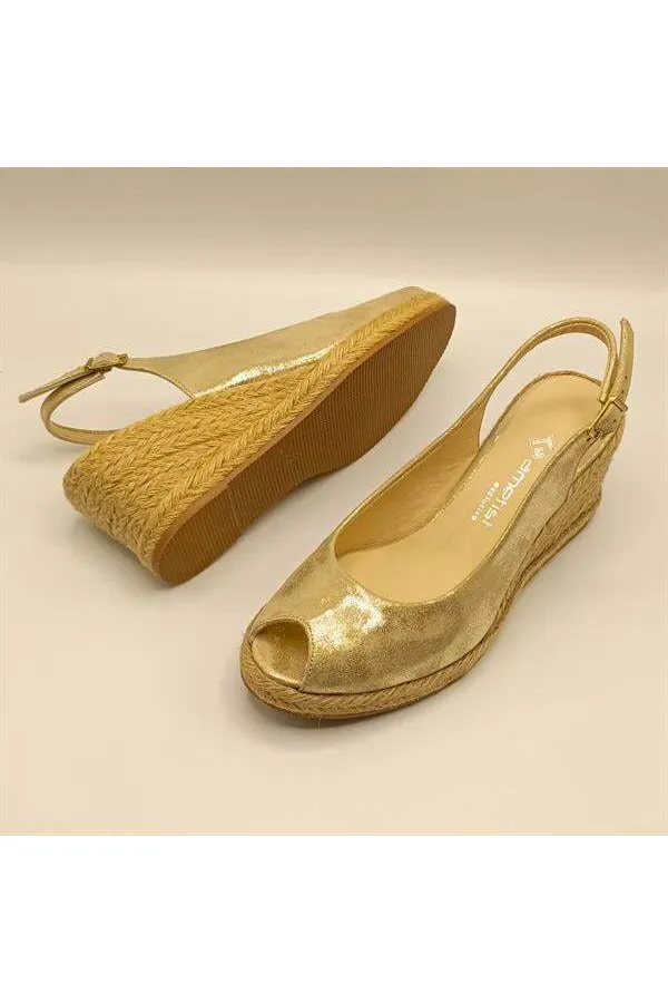 Terre Gold Deri Dolgu Topuk Sandalet