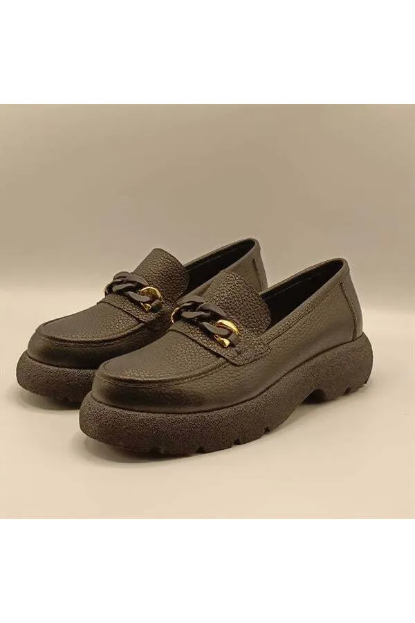 Anatolia Siyah Deri Kadın Günlük Ayakkabı