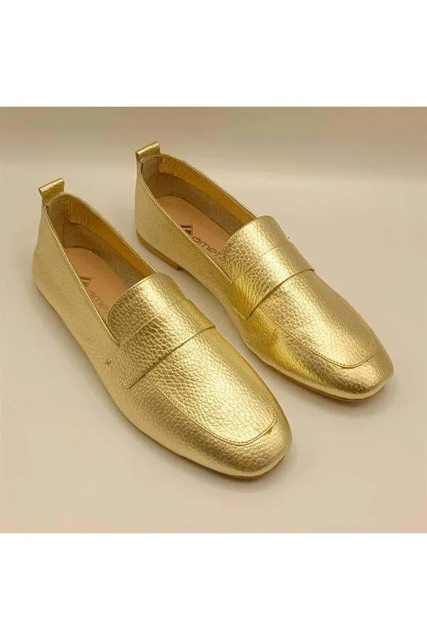 Ballerines en cuir doré Emery