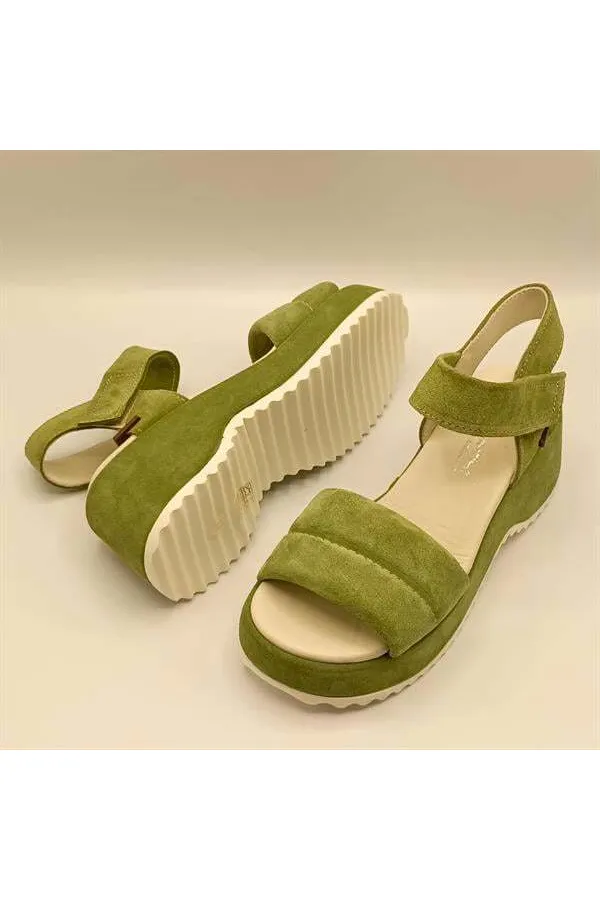 Hera Green Suede Platform Sandals