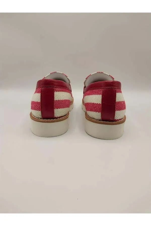 Malta Kadın Günlük Ayakkabı – Kırmızı/Beyaz Çizgili
