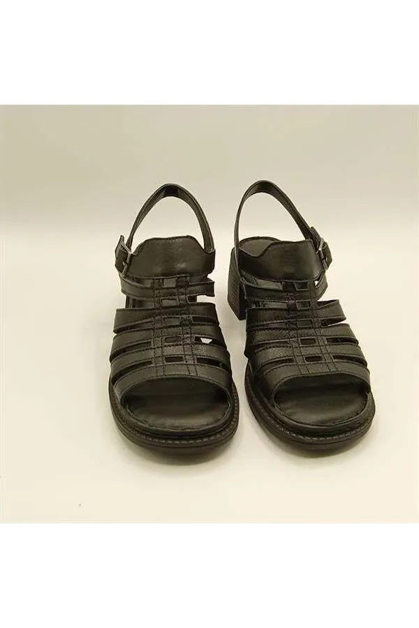 Amethyst Exclusive Stable Black Heeled Women's Sandals | Leather Classic Elegance and Comfort