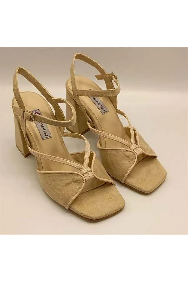 Aster Beige Heeled Sandals