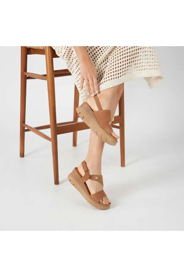 Amethyst Exclusive Stable Tan Suede Platform Women's Sandals | Genuine Leather Comfort