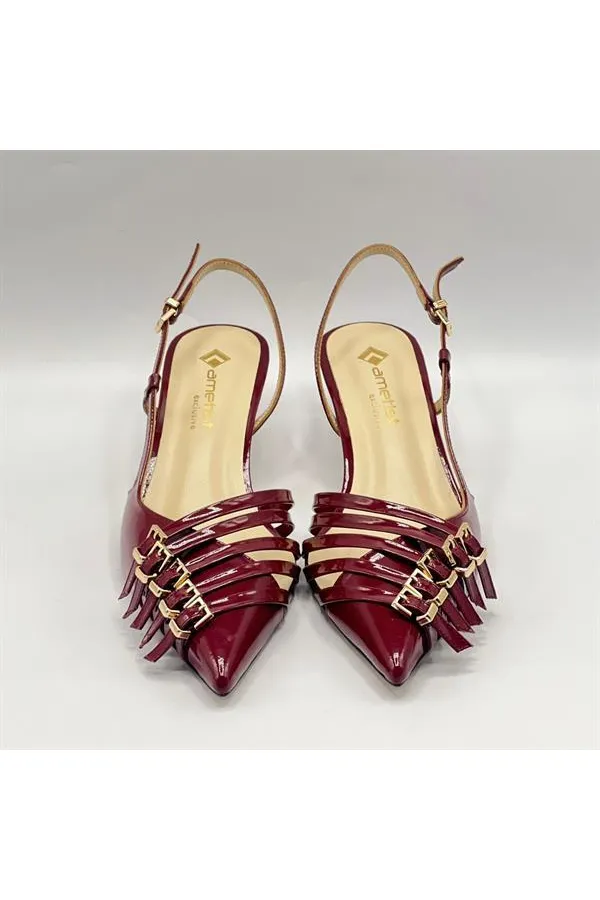 Chaussures à talons hauts Sedare en cuir véritable bordeaux avec boucle