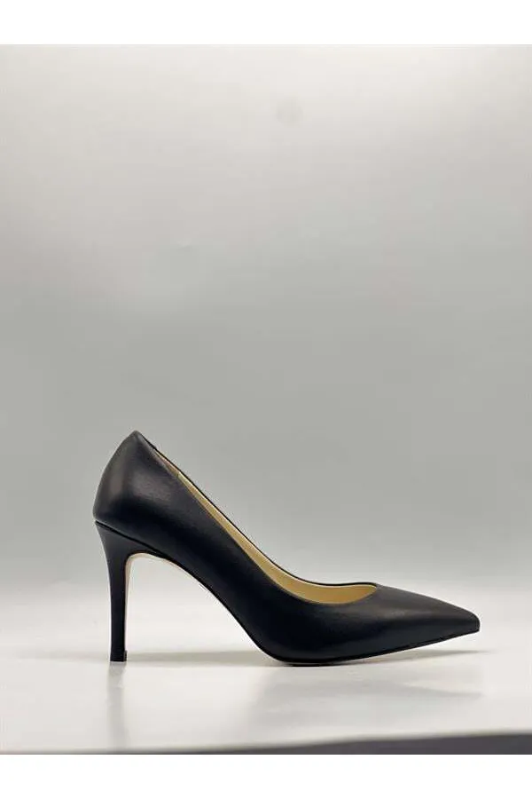Nadia %100 Gerçek Deri Siyah Stiletto – 9 cm Topuk