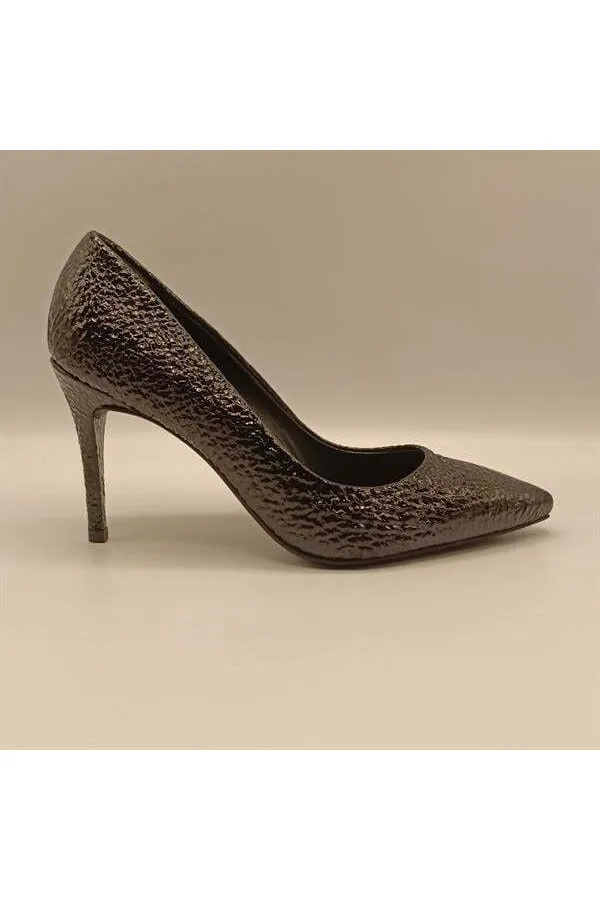 Escarpins Carleen en cuir noir nid d'abeille