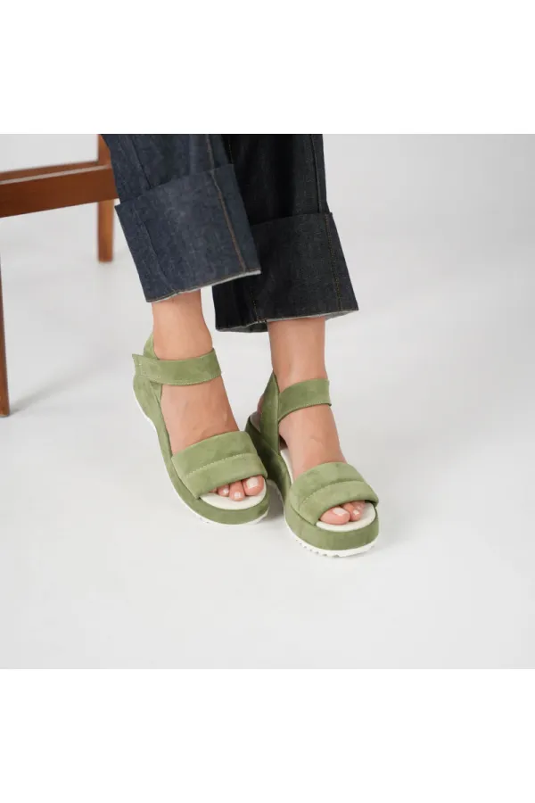 Hera Green Suede Platform Sandals