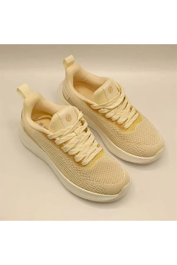 Ametist Exclusive Casta Beige Knitted Women's Athletic Shoes