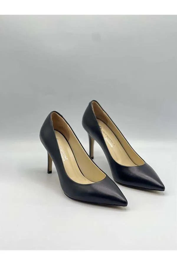 Nadia %100 Gerçek Deri Siyah Stiletto – 9 cm Topuk