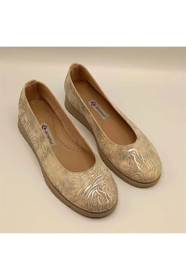 Alena Powder Pink Leather Ballet Flats