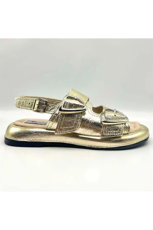 Amethyst Exclusive Siesta Gold Genuine Leather Women's Sandals