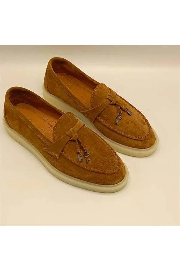 Mocassins Etna en daim beige pour femmes