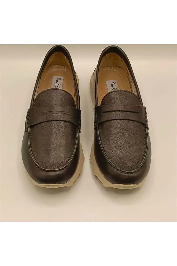 Carle Siyah Deri Kadın Loafer Ayakkabı