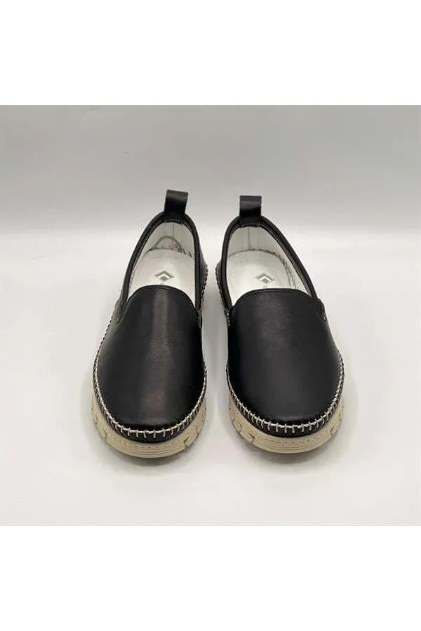 Flex Siyah Hakiki Deri Kadın Loafer