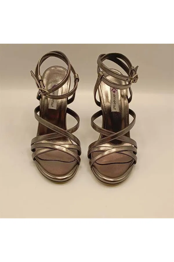 Rebecca Platinum Heeled Sandals