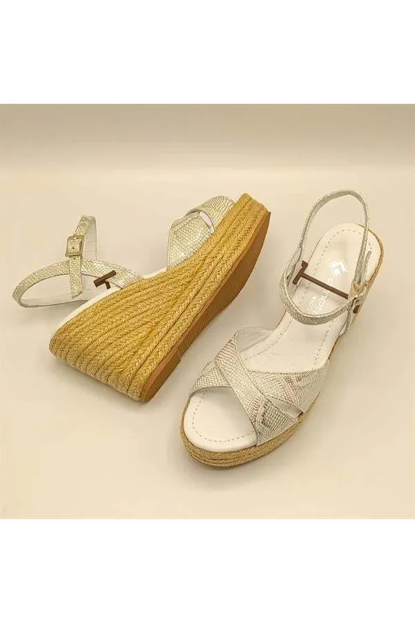 Camelia Gümüş Deri Dolgu Topuk Sandalet