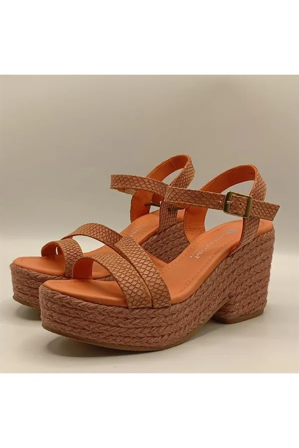 Lonna Narçiçeği Deri Dolgu Topuk Kadın Sandalet