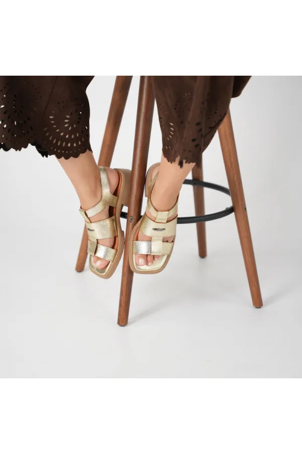 Lucia Gold Genuine Leather Women's Sandals