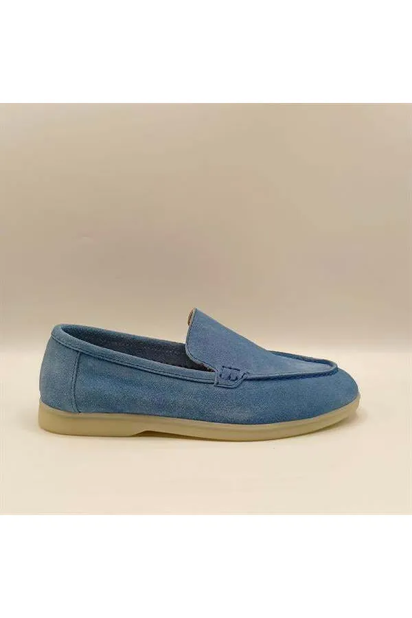 Mocassins en daim bleu pour femmes Amy