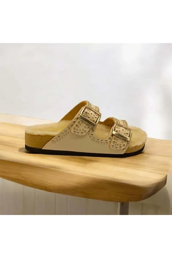 Mina Kışlık Ortopedik Bej Kadın Terlik