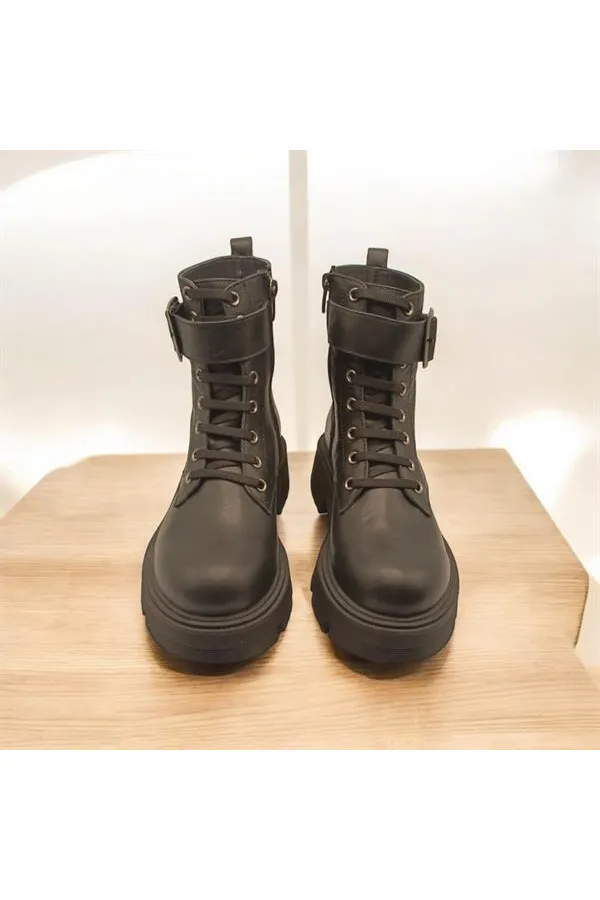 Belfast Black Leather Women's Boots