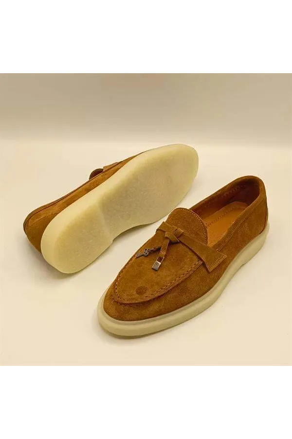 Mocassins Etna en daim beige pour femmes