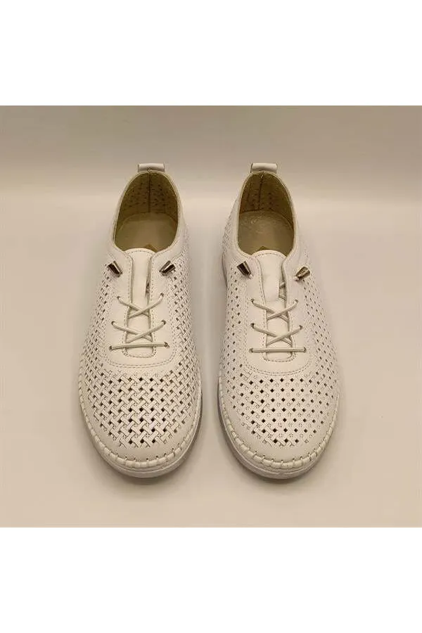 Ametist Exclusive Lugano White Genuine Leather Women's Sneaker – Handcrafted and Comfortable