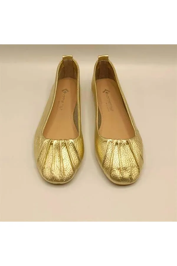Gale Gold Leather Ballet Flats