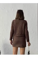 Veste Topshow en daim marron à poches (vente en gros)