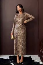 Topshow - Jupe léopard tendance en gros - Élégance du jour au soir - Léopard foncé