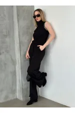 Pantalons en maille en gros - Noir | TOPSHOW | f1486