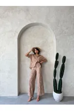 Pantalon brodé en gros - Marron clair Dsn2 | Topshow | F1900