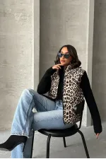Kapitone Toptan Yelek - Leopar | TOPSHOW | F1785