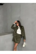 Veste en daim à poches en gros - Kaki | TOPSHOW | F1800