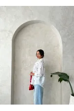 Chemise brodée Brode en gros - Rouge | Topshow | F1912