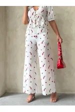 Nakışlı Vual Pantolon - Kırmızı | Topshow