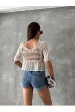 Topshow Stone Gray Embroidered Wholesale Blouse