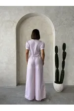 Güpür Detaylı Çizğili Pantolon - Pembe | Topshow