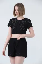 Short en maille noire Topshow en gros