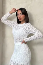 Lace Wholesale Evening Blouse - Cream | TOPSHOW | F1886