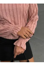 Simli Sakallı Toptan Bluz - Pudra | TOPSHOW | F1852