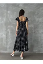 Robe Topshow noire à pois et imprimé floral (vente en gros)