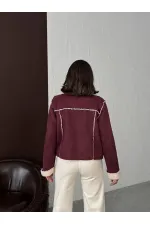 Manteaux en daim peluche bordeaux Topshow F