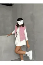 Doudoune sans manches en fibre à motif Pitikare - Fuchsia | TOPSHOW | F1741