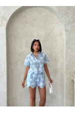 Nakışlı Toptan Gömlek - Mavi | Topshow