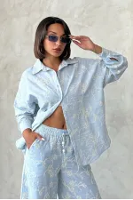 Embroidered Shirt - Blue | Topshow | F1951