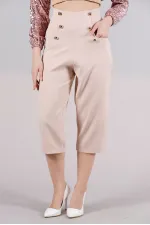 Pantalon décontracté à poches en L boutonnées ornementales - Vente en gros - Gris poudré | TOPSHOW | F0996