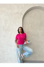 Topshow Fuşya Çoban Dikişli Toptan Tişört